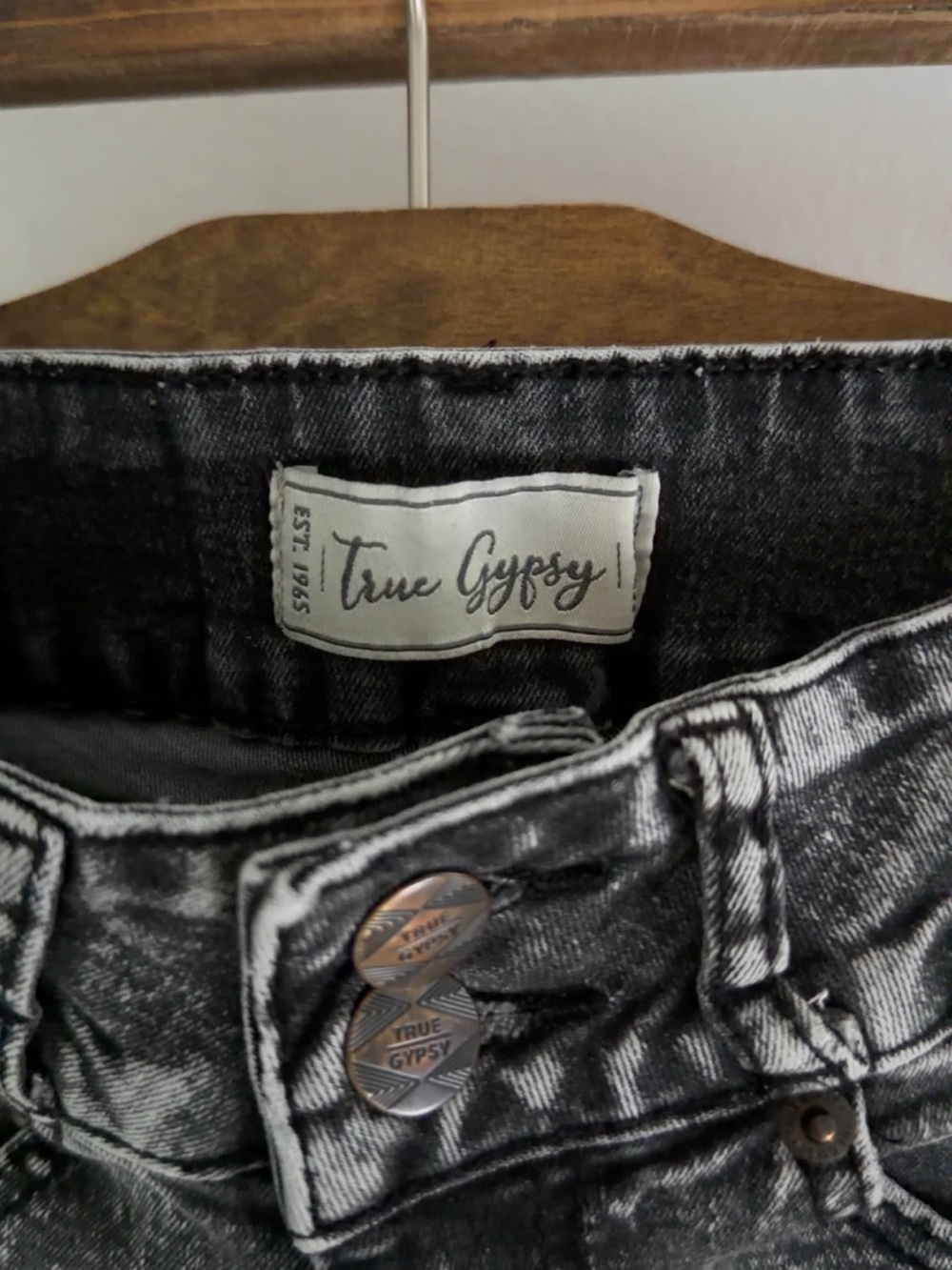 True Gypsy Acid-Wash Black High-Rise Jeans